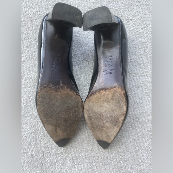 Stuart Weitzman black patent pump block heel Sz 7.5 - Picture 5 of 5